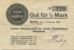 Wolfen (heute: Bitterfeld) - AG für Anilin-Fabrikation, Filmfabrik - 1.12.1916 - 1/2 Mark