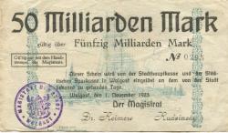Wolgast - Stadt - 1.11.1923 - 50 Milliarden Mark 