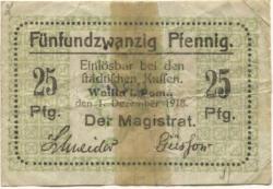 Wollin (heute: PL-Wolin) - Stadt - 1.12.1918 - Ende 1918 - 25 Pfennig
