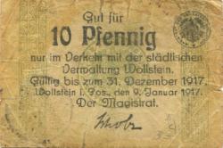 Wollstein (heute: PL-Wolsztyn) -Stadt - 9.1.1917 - 31.12.1917 - 10 Pfennig