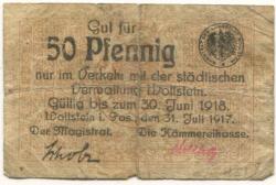 Wollstein (heute: PL-Wolsztyn) -Stadt - 31.7.1917 - 30.6.1918 - 50 Pfennig