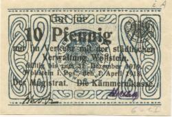 Wollstein (heute: PL-Wolsztyn) -Stadt - 1.4.1918 - 31.12.1919 - 10 Pfennig 