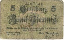 Wongrowitz (heute: PL-Wagrowiec) - Stadt - 15.6.1917 - 5 Pfennig 