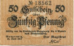 Wongrowitz (heute: PL-Wagrowiec) - Stadt - 15.6.1917 - 50 Pfennig
