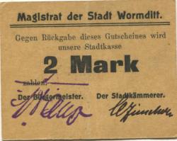 Wormditt (heute: PL-Ometa) - Stadt - -- - 2 Mark