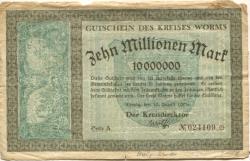 Worms - Kreis - 10.8.1923 - 10 Millionen Mark