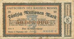 Worms - Kreis - 15.9.1923 - 50 Millionen Mark