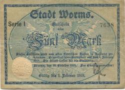 Worms - Stadt - 15.10.1918 - 1.2.1919 - 5 Mark