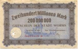 Worms - Stadt - 26.6.1923 - 200 Millionen Mark