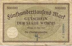 Worms - Stadt - 26.6.1923 - 500000 Mark