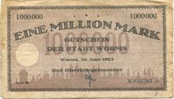 Worms - Stadt - 26.6.1923 - 1 Million Mark
