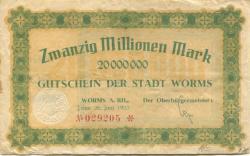 Worms - Stadt - 26.6.1923 - 20 Millionen Mark