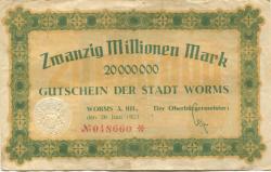 Worms - Stadt - 26.6.1923 - 20 Millionen Mark