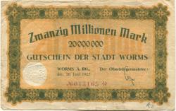 Worms - Stadt - 26.6.1923 - 20 Millionen Mark