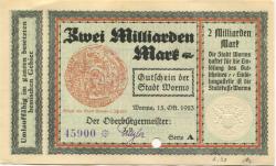 Worms - Stadt - 15.10.1923 - 1.4.1924 - 2 Milliarden Mark