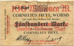 Worms - Heyl, Cornelius, Lederwerke - - 31.12.1923 - 100 Millionen Mark