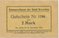 Wreschen (heute: PL-Wrzesnia) - Stadt - - 31.12.1914 - 2 Mark