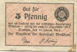 Wreschen (heute: PL-Wrzesnia) - Stadt - 10.1.1917 - 31.12.1917 - 5 Pfennig