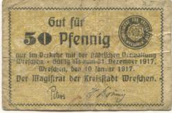 Wreschen (heute: PL-Wrzesnia) - Stadt - 10.1.1917 - 31.12.1917 - 50 Pfennig
