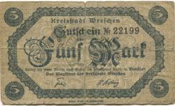 Wreschen (heute: PL-Wrzesnia) - Stadt - -- - 5 Mark