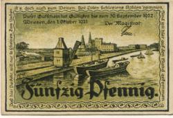 Wriezen - Stadt - 1.10.1921 - 30.9.1922 - 50 Pfennig