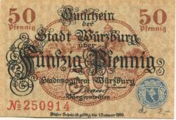Würzburg - Stadt - - 1.1.1919 - 50 Pfennig