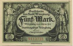 Würzburg - Stadt - 8.10.1918 - 1.2.1919 - 5 Mark