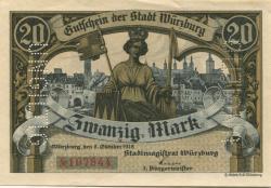 Würzburg - Stadt - 8.10.1918 - 1.2.1919 - 20 Mark