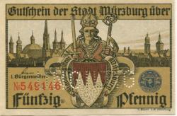Würzburg - Stadt - - 1.1.1920 - 50 Pfennig