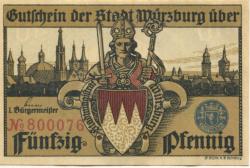Würzburg - Stadt - - 1.1.1920 - 50 Pfennig
