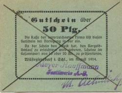 Wüstegiersdorf (heute: PL-Gluszyca) - Kauffmann, Meyer, Textilwerke AG - August 1914 - 50 Pfennig