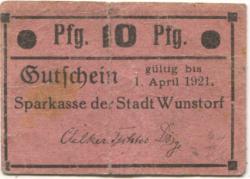 Wunstorf - Sparkasse der Stadt - - 1.4.1921 - 10 Pfennig