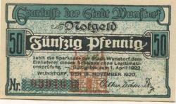 Wunstorf - Sparkasse der Stadt - 15.11.1920 - 1.4.1922 - 50 Pfennig