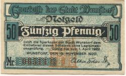 Wunstorf - Sparkasse der Stadt - 15.11.1920 - 1.4.1922 - 50 Pfennig