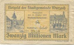 Wurzach - Stadt - 10.10.1923 - 20 Millionen Mark