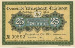 Wurzbach - Gemeinde - 1.7.1921 - 25 Pfennig
