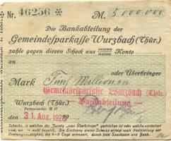 Wurzbach - Gemeinde-Sparkasse - 31.8.1923 - 5 Millionen Mark