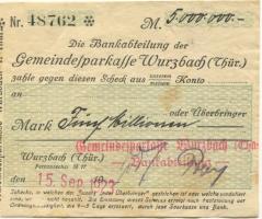 Wurzbach - Gemeinde-Sparkasse - 15.9.1923 - 5 Millionen Mark