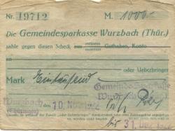 Wurzbach - Gemeinde-Sparkasse - 10.11.1922 - 31.12.1922 - 1000 Mark