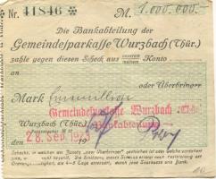Wurzbach - Gemeinde-Sparkasse - 28.9.1923 - 1 Million Mark