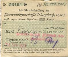 Wurzbach - Gemeinde-Sparkasse - 28.9.1923 - 50 Millionen Mark