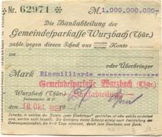 Wurzbach - Gemeinde-Sparkasse - 18.10.1923 - 1 Milliarde Mark