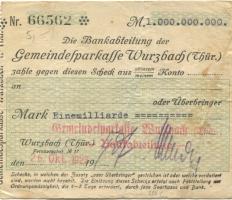 Wurzbach - Gemeinde-Sparkasse - 26.10.1923 - 1 Milliarde Mark 