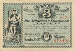 Xanten - Stadt - 1921 - 31.12.1922 - 3 Mark 