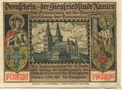 Xanten - Domverein und Dompfarre - 1.10.1921 - 31.12.1921 - 50 Pfennig 