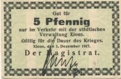 Xions (heute: PL-Ksiaz Wielkopolski) - Stadt - 1.12.1917 - 5 Pfennig 