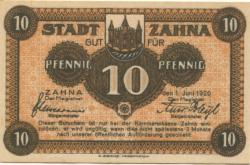 Zahna - Stadt - 1.6.1920 - 10 Pfennig 