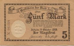 Zeitz - Stadt - 8.10.1918 - 31.1.1919 - 5 Mark 