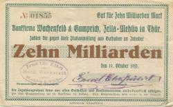Zella-Mehlis - Kührt, Ernst Christian, Mechanische Werkstatt - 19.10.1923 - 10 Milliarden Mark