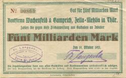 Zella-Mehlis - Langenhan, F., Gewehr- und Fahrrad-Fabrik, Forstgasse 27 - 15.8.1923 - 5 Milliarden Mark